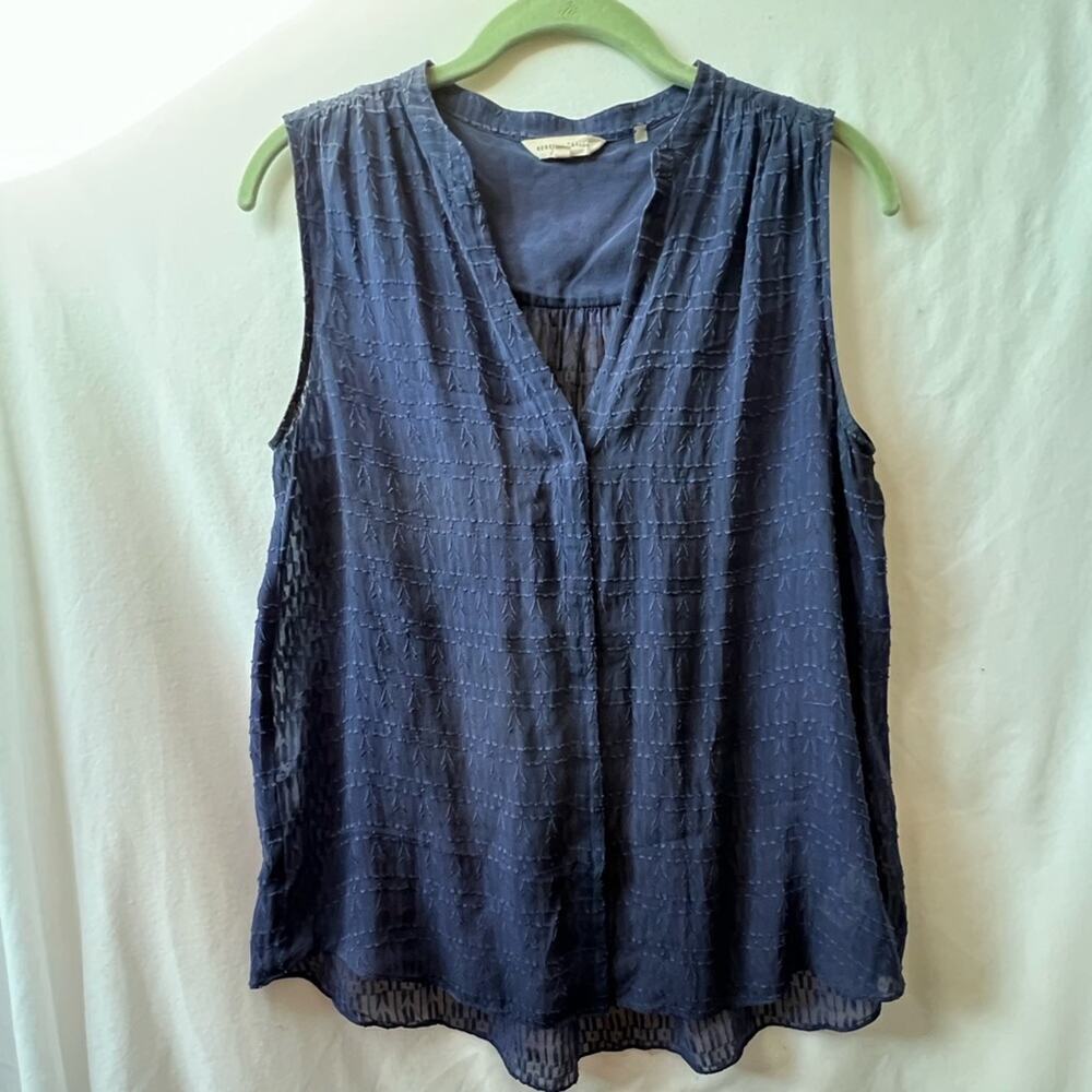 Rebecca Taylor Blue Silk Snap Front Tank P